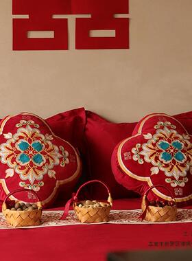 结婚抱枕一对礼喜婚品房压床红色靠枕新婚物F97THM7H字婚庆用大全