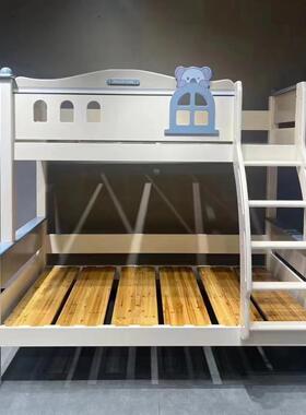 白色实木上下床现代简约上下铺双层床小户型儿童床多功能子母床