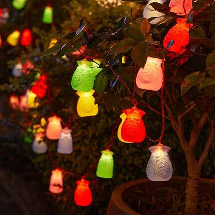 led发光3D立体福袋灯新年氛围物业小区春节挂树上装饰灯 户外防水