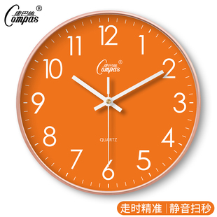 康巴丝钟表挂钟客厅餐厅卧室家用静音挂墙简约大气时钟高档圆形