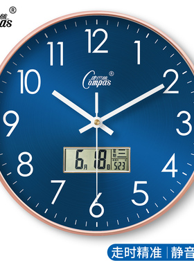康巴丝钟表挂钟客厅家用时尚创意静音挂墙简约大气石英时钟高档
