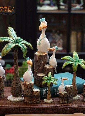 童话创意阳光沙滩椰树海鸥家居装饰摆件幼儿园儿童房花园造景饰品