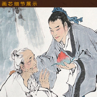 管仲画像 管子挂画 人物画客厅装饰画国画已装裱绢布画卷轴画定制