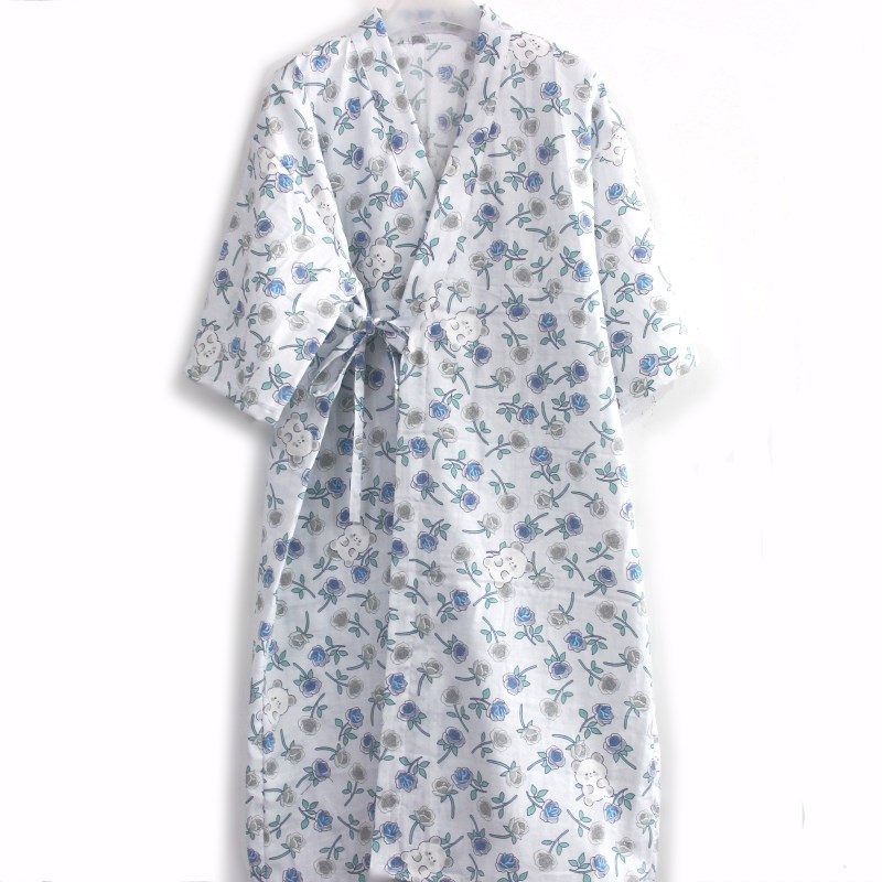 棉纱情侣睡袍薄款纯棉双层纱布和服浴袍女春秋夏季薄款家居服睡衣