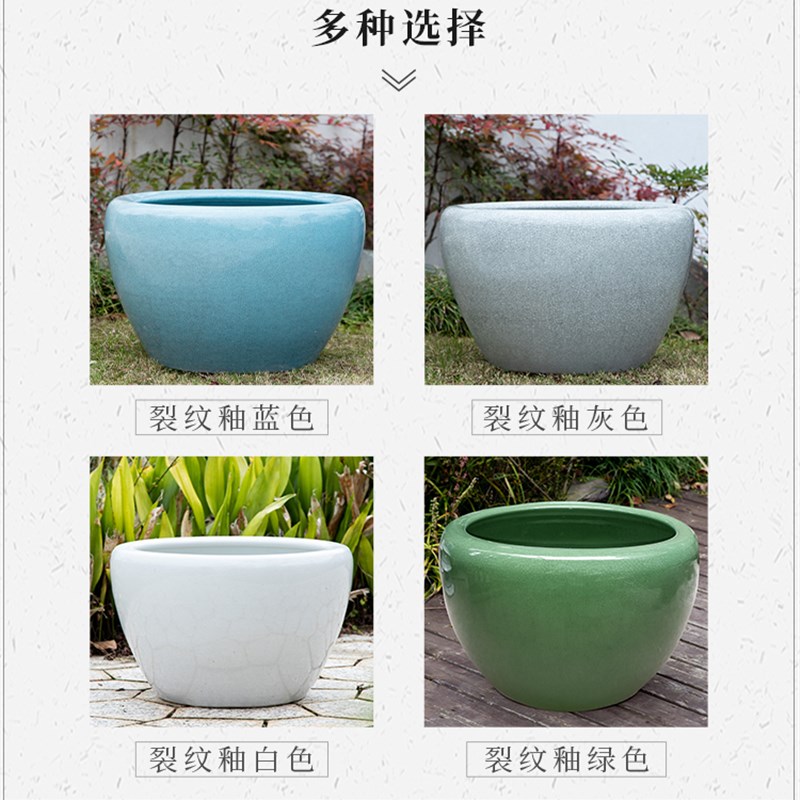 裂纹釉景德镇陶瓷鱼缸水缸瓷缸客厅庭院睡碗莲盆荷花乌龟缸开片
