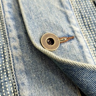 西里布蓝染牛仔刺子道袍夹克开衫外套咔叽复古水洗拔染做旧非rrl