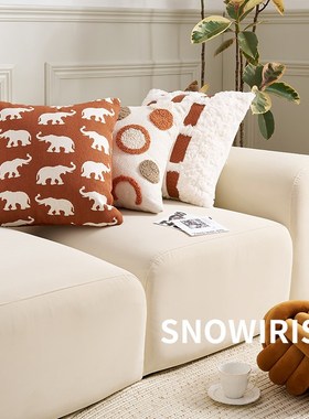 可爱动物抱枕橙色艺术客厅沙发靠垫大象汽车床上靠枕儿童装饰腰枕