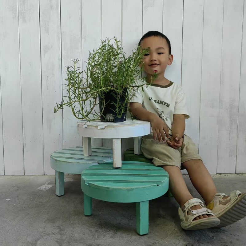 北欧实木凳子矮凳防腐复古花架装饰置物底托摆设阳台庭院花盆托架