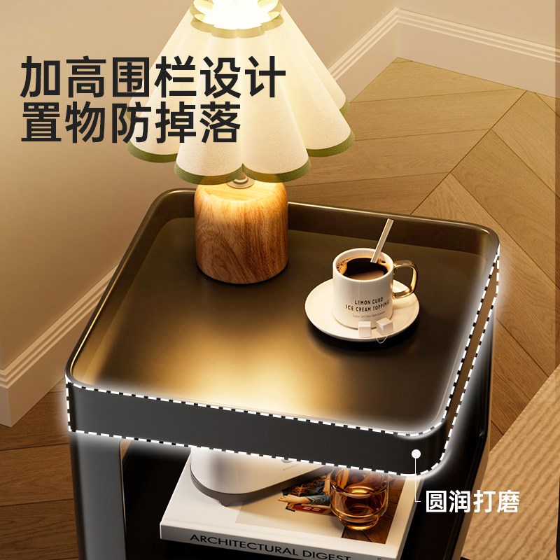 沙发边几可移动小茶几轻奢边柜创意客厅带轮置物架卧室铁艺床头柜