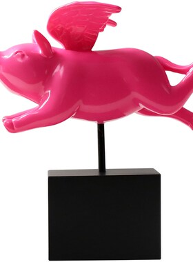 轻奢创意招财飞天猪摆件简约客厅书房儿童房装饰工艺品乔迁礼物