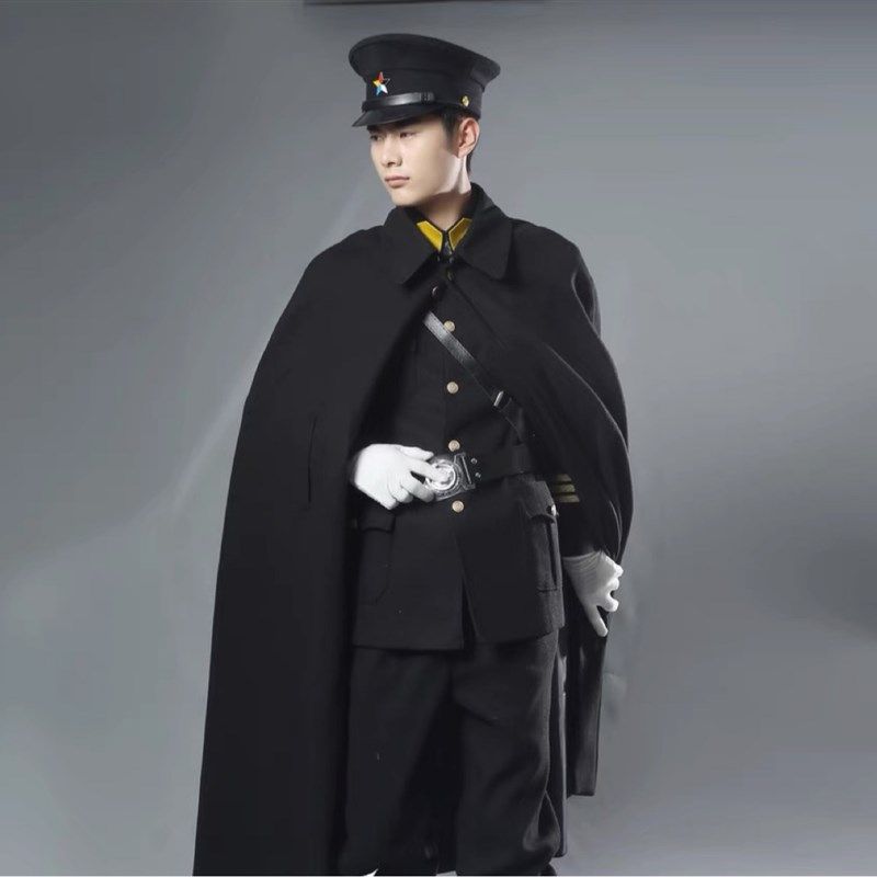 黑色毛呢大衣披风民国时期北洋军阀军统衣服高端斗篷舞台话剧影楼
