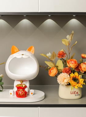 创意招财猫钥匙收纳摆件进门入户玄关家居装饰品新居乔迁开业礼品