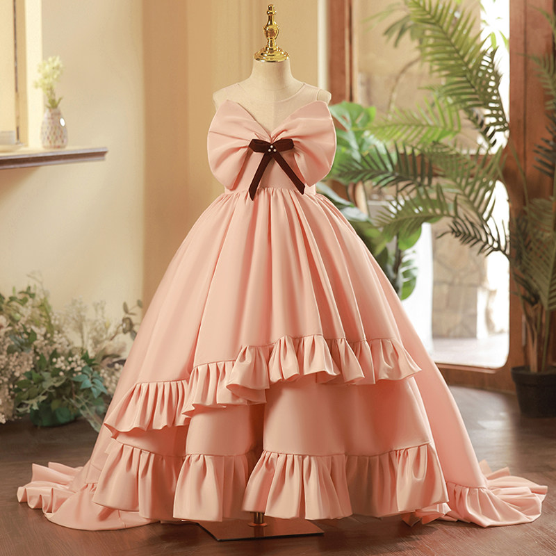 女童礼服粉色儿童轻奢小众高端钢琴演奏走秀演出服小主持人公主裙