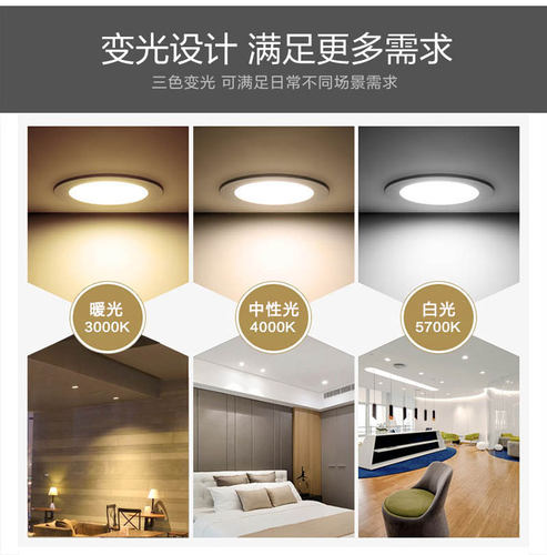 3寸铝材筒灯led超薄小天花灯嵌入式客厅过道5W开孔7.5公分8cm85mm