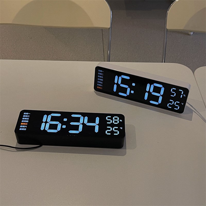 (可挂可立电子闹钟)桌面多功能LED长方形大屏幕大字体挂墙时钟