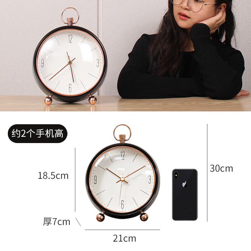 轻奢创意座钟客厅北欧钟表摆件简约台式家用时钟大号卧室桌面坐钟