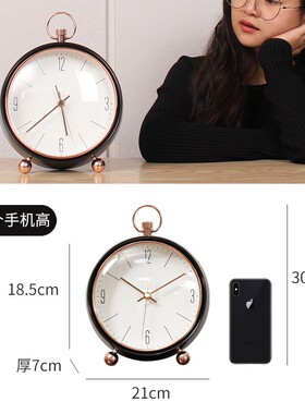 轻奢创意座钟客厅北欧钟表摆件简约台式家用时钟大号卧室桌面坐钟