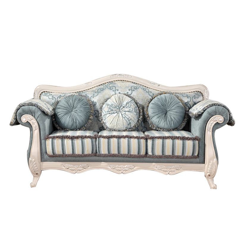 欧式布艺沙发123组合三人双人美容院田园实木客厅整装小户型拆洗