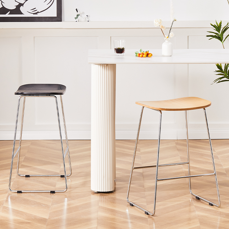 中古铁艺吧椅设计师款轻奢家用实木吧台椅酒吧凳子简约极简高脚凳