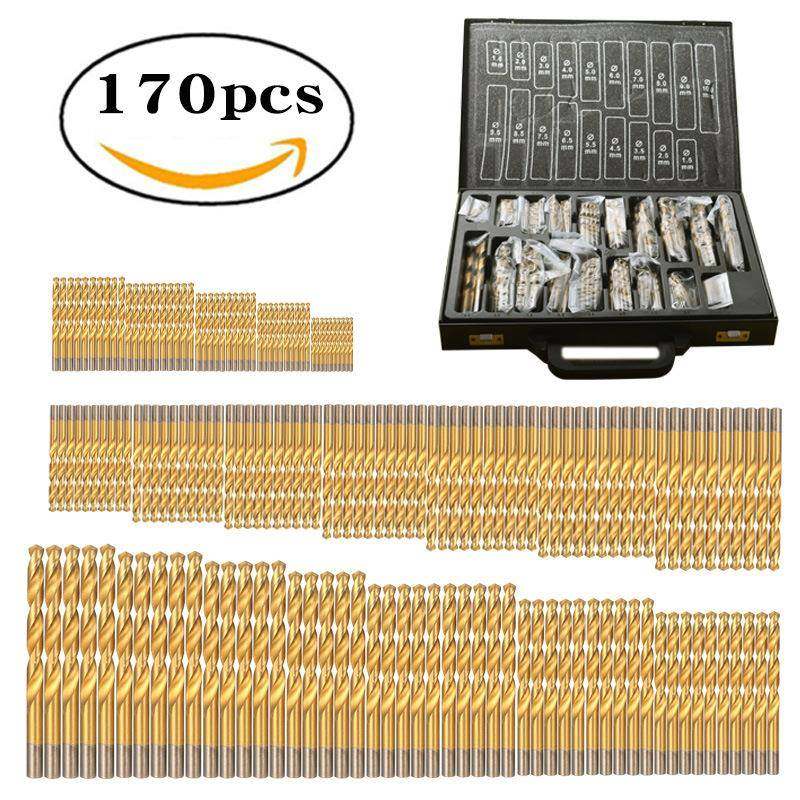 170pc麻花钻高速钢镀钛钻头套装手电钻打孔工具直柄麻花钻头,纺织面料/辅料/配套,纺织机械配件,淘宝优惠券,粉丝福利购,淘宝优惠卷