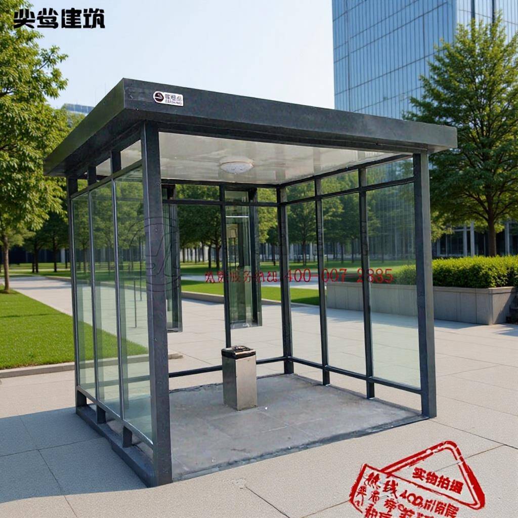 吸烟室玻璃吸烟房公司镀锌方管吸烟岗亭上海吸烟室