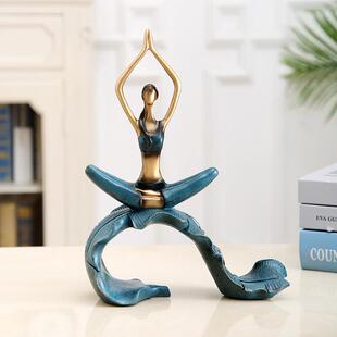 欧式现代简约瑜伽少女创意客厅摆件卧室房间样板间布置家居装饰品