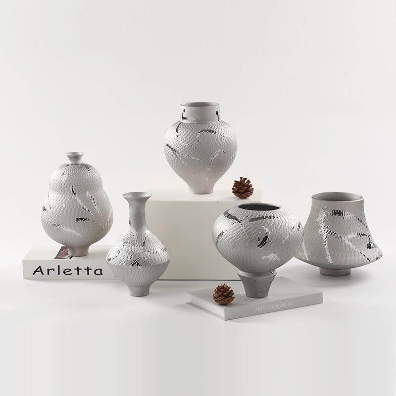 现代新中式描银陶瓷手工花瓶样板间民宿茶室书房桌面家居摆设,纺织面料/辅料/配套,纺织机械配件,淘宝优惠券,粉丝福利购,淘宝优惠卷