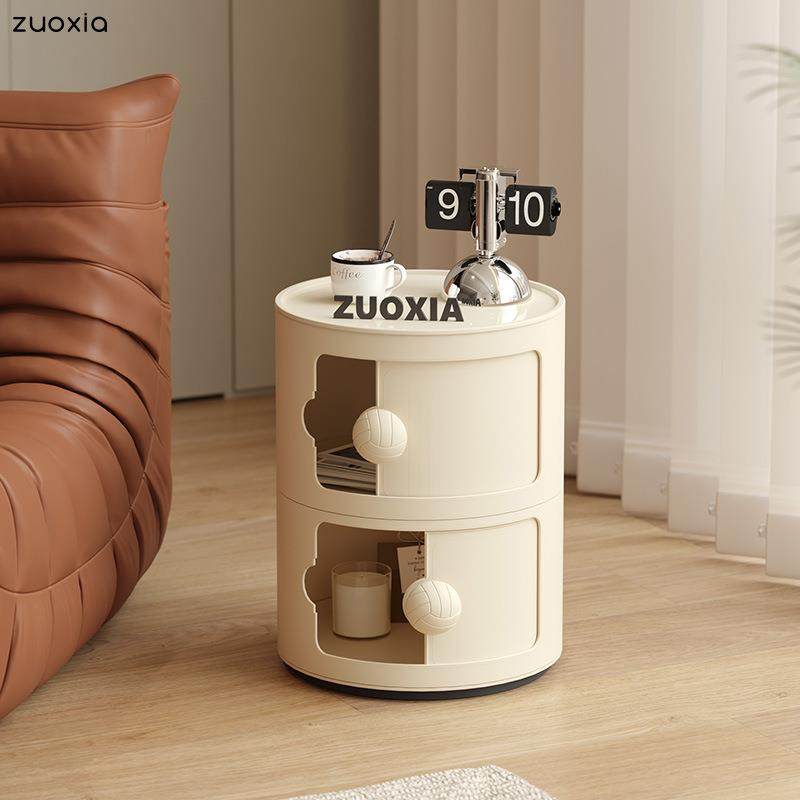 左下创意奶油风边几圆形简约家用小户型沙发茶几现代收纳小柜子,收纳整理,烫衣板及配件,淘宝优惠券,粉丝福利购,淘宝优惠卷