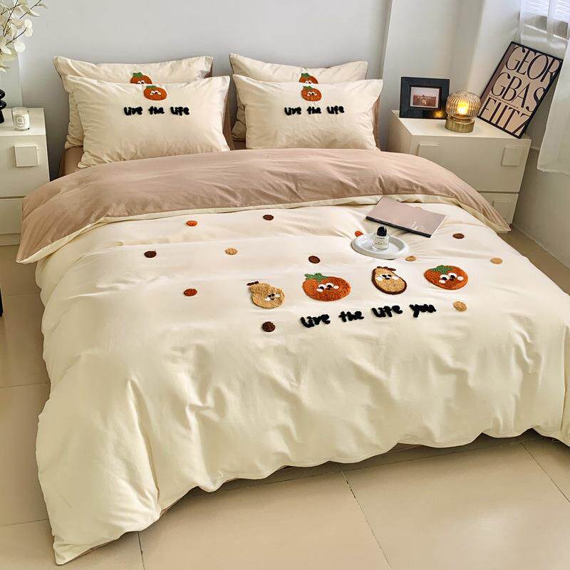 全棉加厚磨毛4件套秋冬A类印花加毛巾绣卡通被套床单床笠南通发货