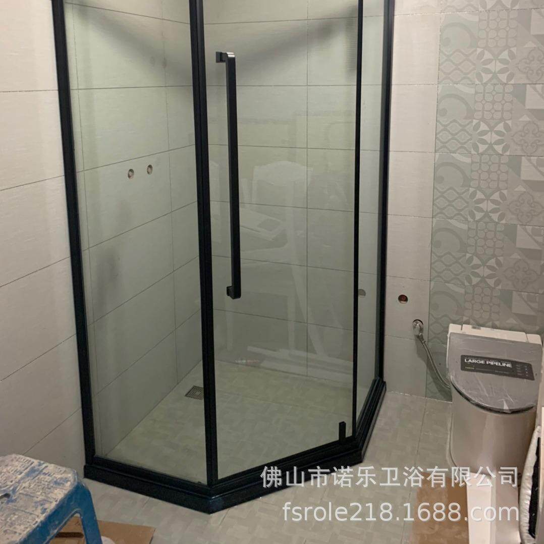 超极窄边一字型极简淋浴房平开门卫生间干湿分离玻璃隔断浴室沐浴