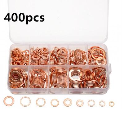 400pcs盒装紫铜垫片M5-M14紫铜油封垫片O型密封垫圈组合套装