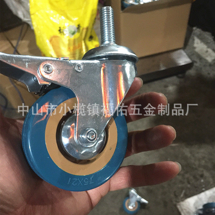 2寸轮子PVC灰胶脚轮家具脚轮工业万向脚轮车轮带刹车平底脚轮现货