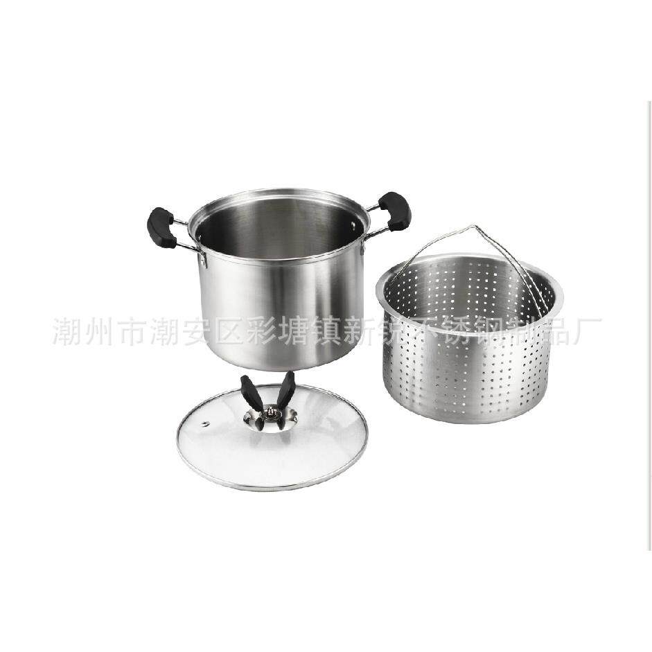 不锈钢意粉意面锅双层多用捞面锅煮面条锅出口锅具