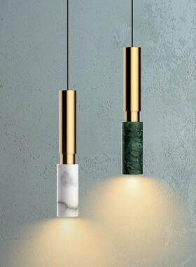 北欧设计师卧室床头餐厅橱窗手长条简约线条大理石LED小吊灯