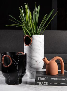 创意新品扭曲几何橙色组合摆件可爱儿童房陶瓷工艺品配饰