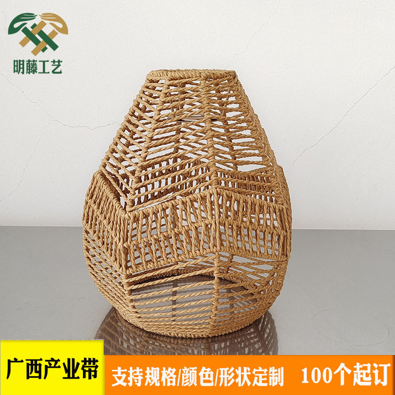 手工编织吊灯手工灯罩日系仿古民宿创意个性餐厅火锅店酒店灯罩