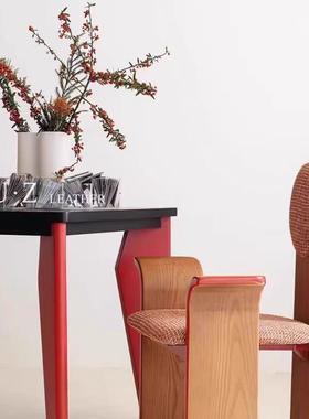 北欧创意实木餐桌设计师长桌黑色复古办公桌书桌原木长桌洽谈桌子