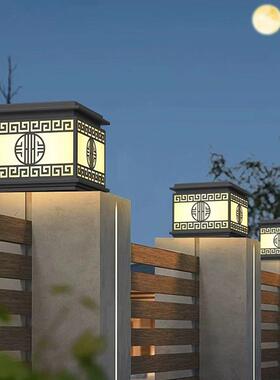 聚财款太阳能柱头灯LED庭院别墅围墙院墙灯样板房工程施工装修