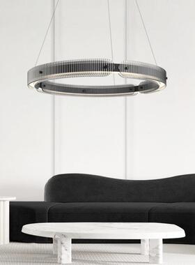 电商供货意式极简客厅吊灯现代简约上下发光LED玻璃圆环卧室吊灯