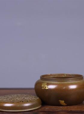 精品苏工撒金UTQ黄铜厅手炉铜器书古玩公摆件家居房客办室书房香