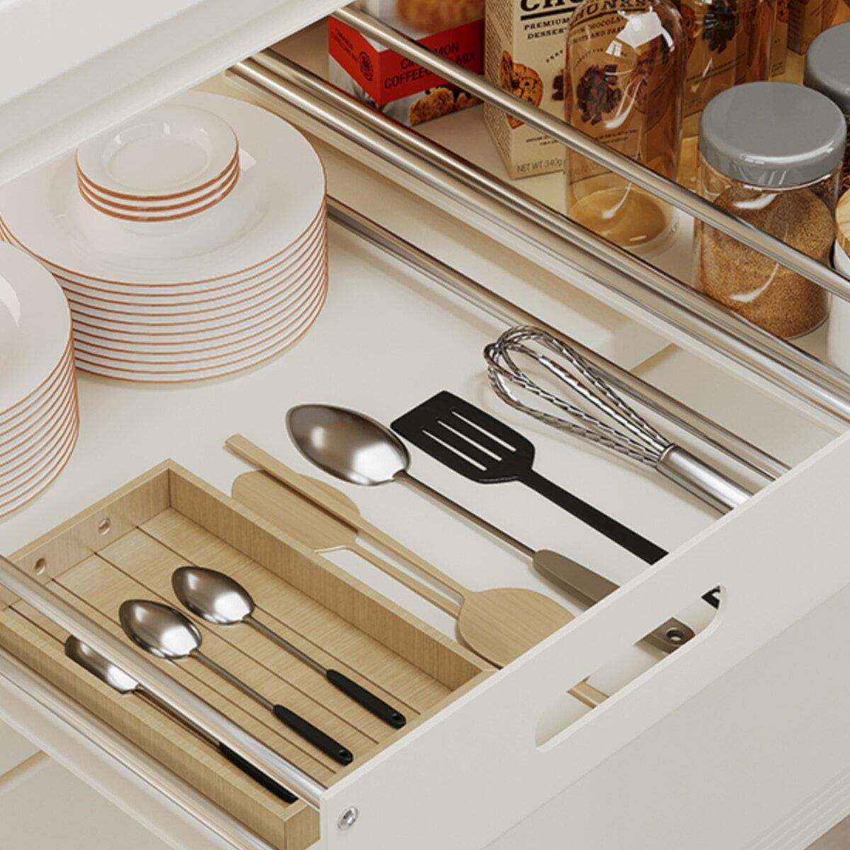 厨房拉篮p轨道6p单层抽屉式碗碟收纳味托盘白抽拉加色高橱柜调置