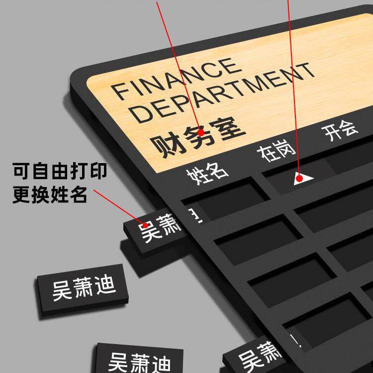 工作人员岗去937向牌值班公换示办公室员工信息位位工可更出勤在