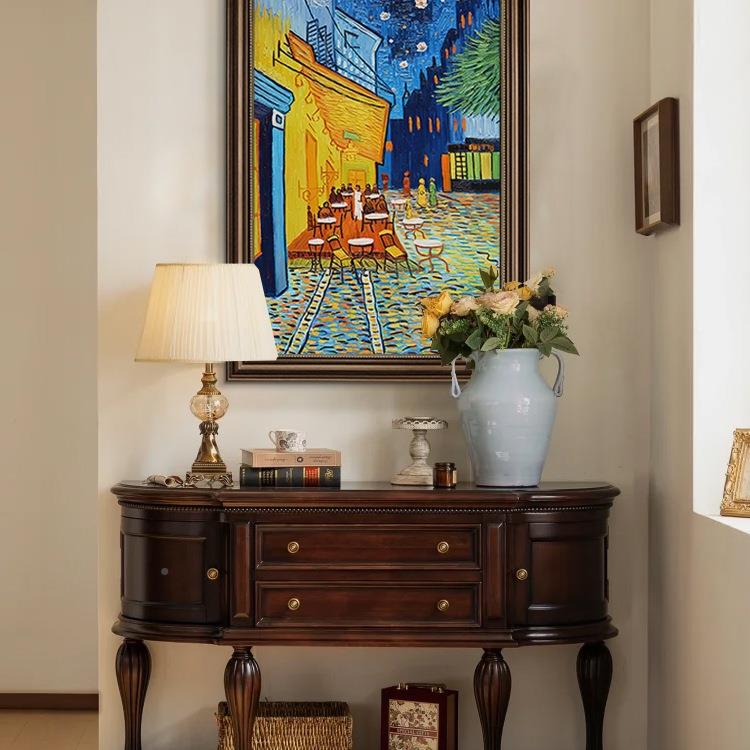 梵大绘芬村油画手饰莫奈装JJD画美式复古玄关挂画风景客厅餐厅高