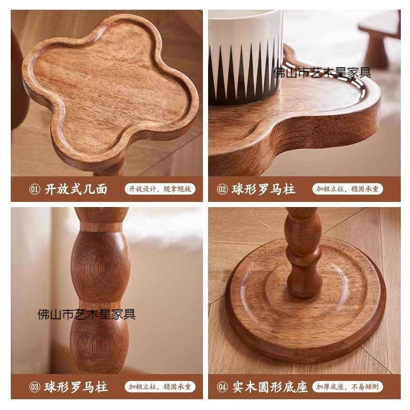 实木边小桌复古轻572奢迷你古沙发茶几桌子极窄角几中圆美式几置
