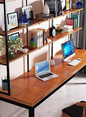 美式AYC实木桌书组合多书房功能书物架写架字桌家用靠墙办公电脑