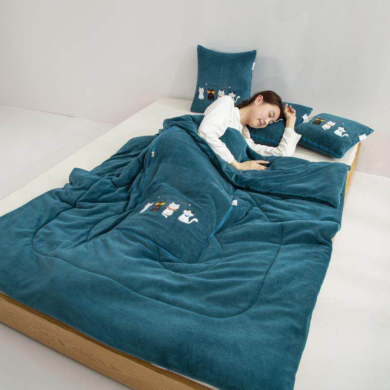 加大抱枕被子两用垫被米加斤厚特PDD10193加厚绒靠午休子宽款二合