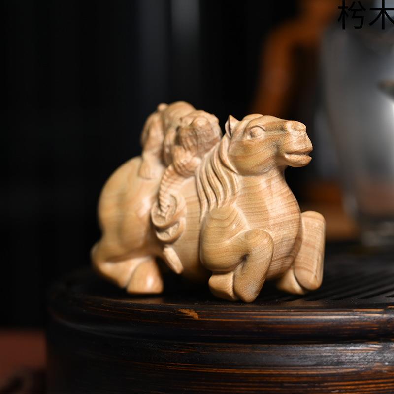 木小叶黄杨雕摆件实木295雕刻把工艺手工中式文玩手件马上封猴