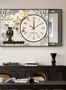 复古风钟免电表箱装饰时画餐厅配电箱壁电闸盒遮挡EYP挂画打孔带