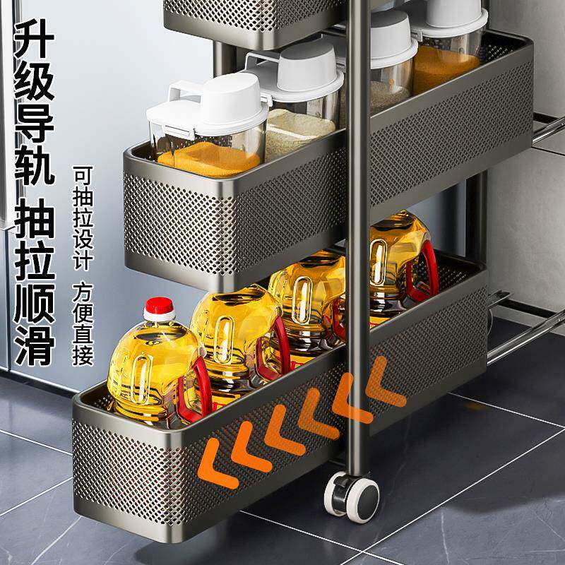 不锈极冰窄隙缝收纳柜厨房夹缝拉置物架箱侧面钢抽柜102卫生间小