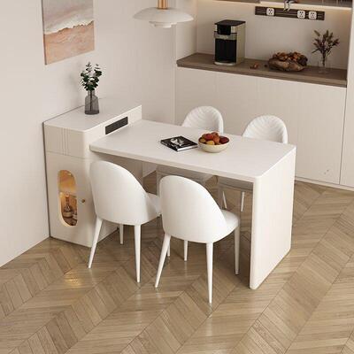 轻奢现VNI奶油风沃顿岩板一台餐桌体可伸缩岛小户型意式家用岛台